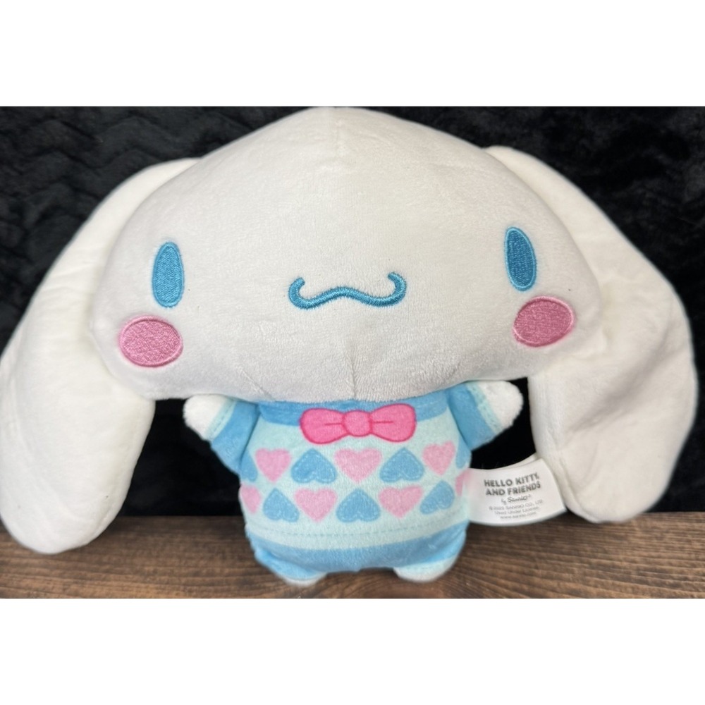 Sanrio Cinnamoroll Plush 10" Hello Kitty Friends Blue Pink Hearts Bow Tie